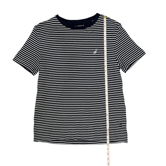 Nautica Men's Striped Tee Size S Navy White Crewneck Nautical Coastal Classic - Picture 6 of 10
